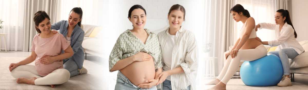 mujer embarazada asistida de una Doula durante embarazo