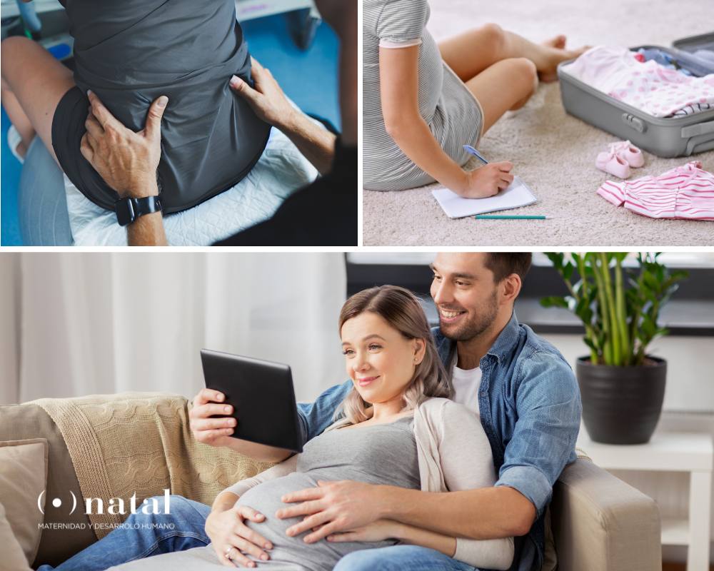 pareja embarazada haciendo taller para el parto y plan de parto