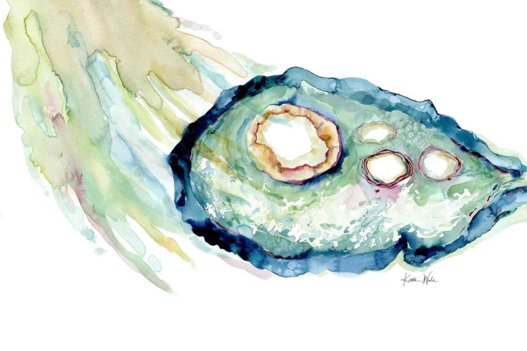 Acuarela sobre fertilidad. Fimbrias adheridas al ovario. Kaitly Walsh